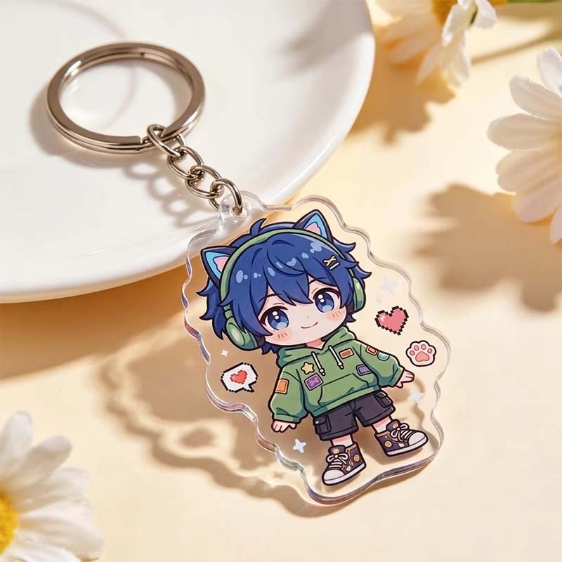 Anime Cartoon UV-Druck Acryl Schlüsselanhänger Charm