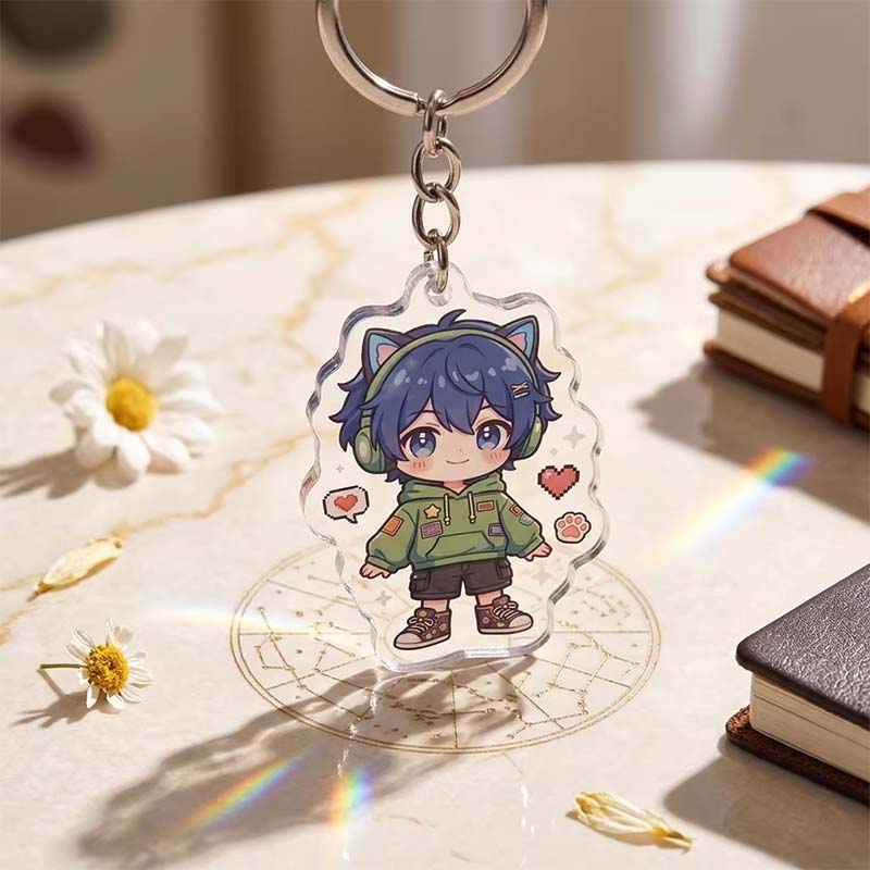 Anime Cartoon UV-Druck Acryl Schlüsselanhänger Charm