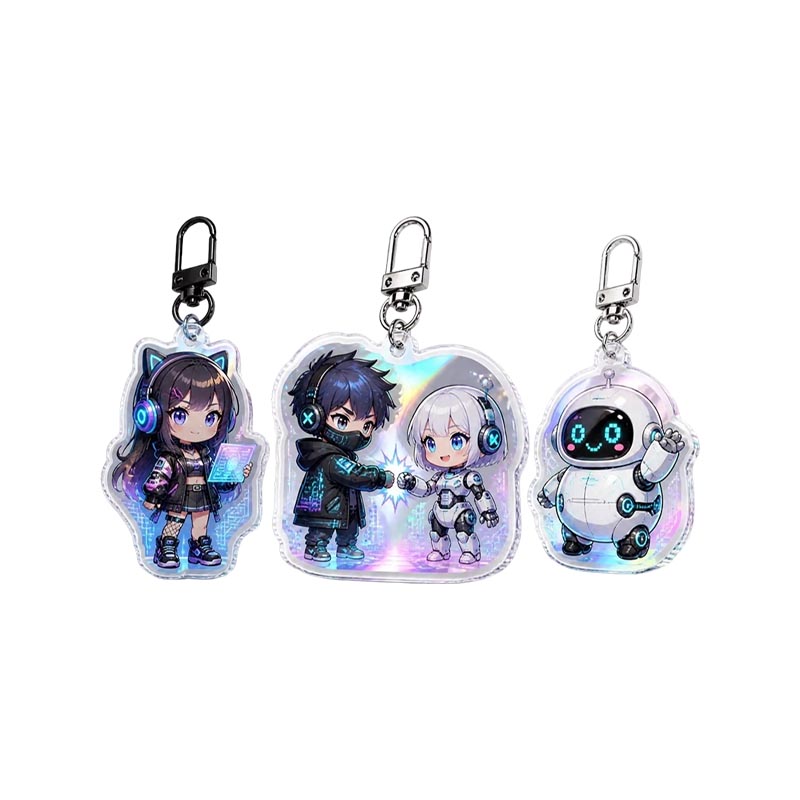 Individueller Tier-Schlüsselanhänger aus Acryl mit UV-Druck und Epoxid-Charm-Anhänger