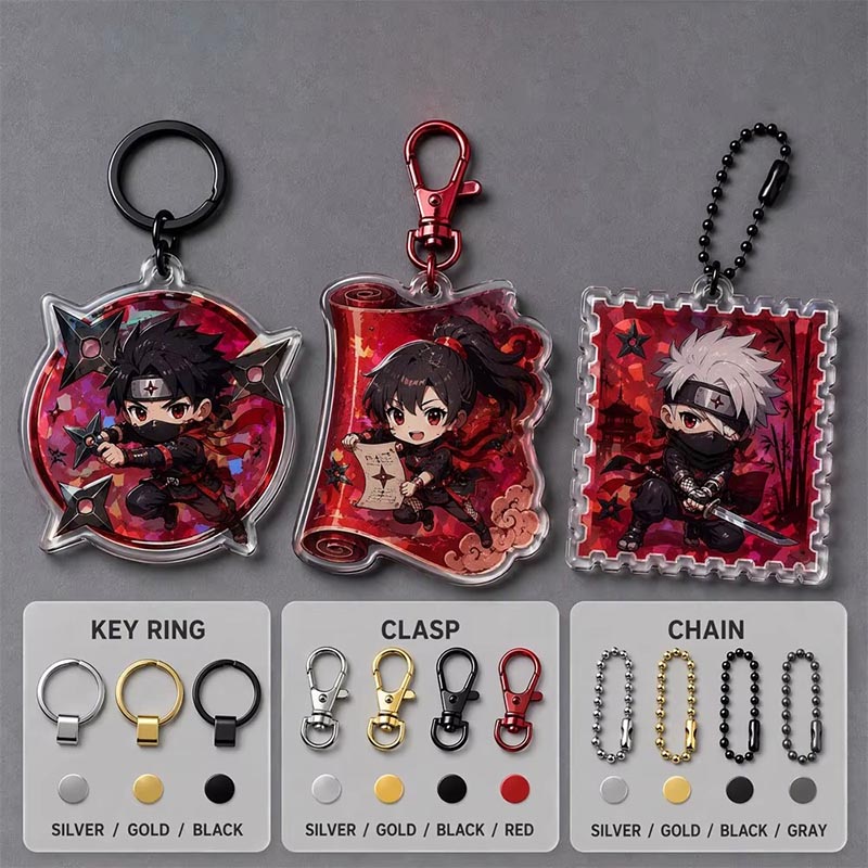 Benutzerdefinierter Ninja Anime Acryl Schlüsselanhänger Doppelseitiger Epoxidanhänger
