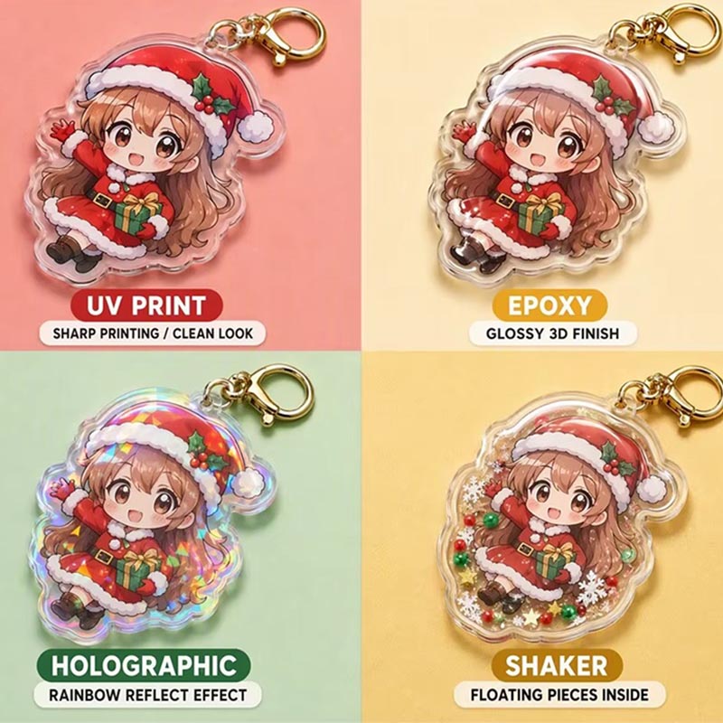 Benutzerdefinierter Anime Acryl Schlüsselanhänger Holographic Epoxy Promotion Schlüsselanhänger