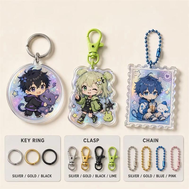 Benutzerdefinierter Regenbogen Hologramm Acryl Schlüsselanhänger Anime Anhänger Charm