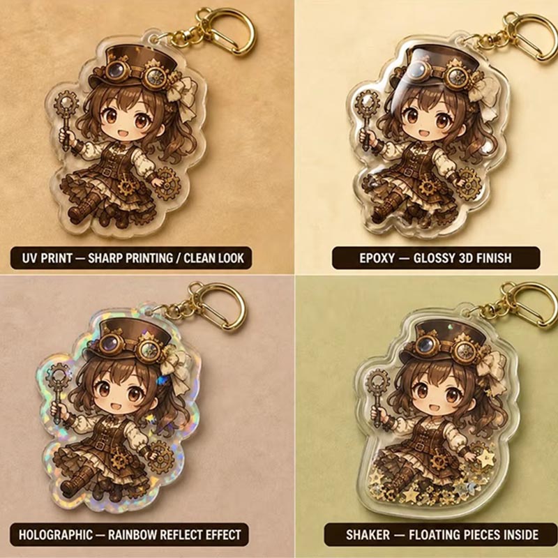 Benutzerdefinierter Steampunk Acryl Schlüsselanhänger Vintage Gear Epoxid Anhänger