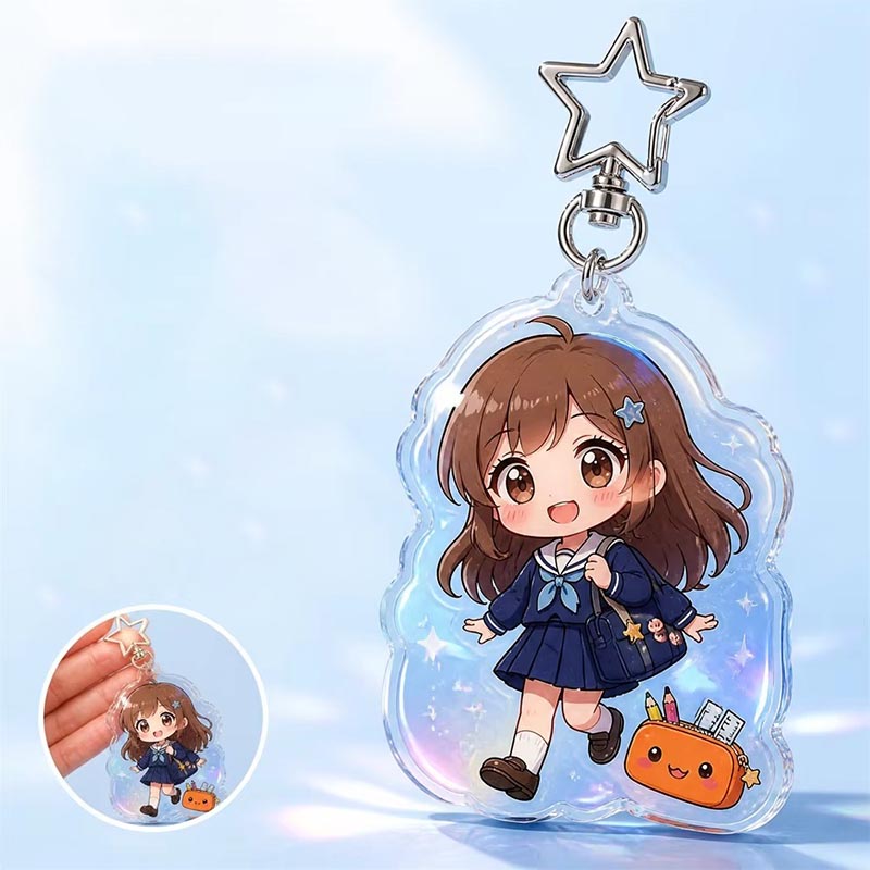 Benutzerdefinierter Shaker Acryl Schlüsselanhänger Schwimmende Pailletten Epoxid Charm