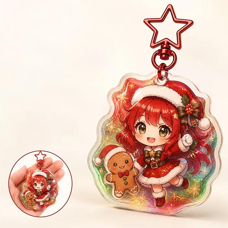 Benutzerdefinierter Anime Acryl Schlüsselanhänger Holographic Epoxy Promotion Schlüsselanhänger