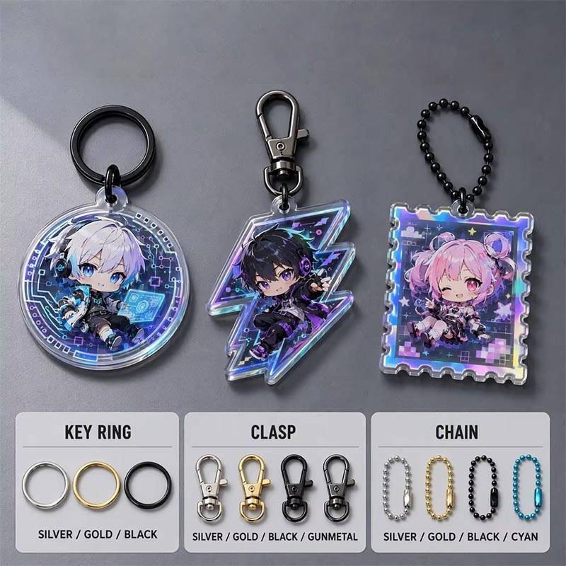 Individueller Tier-Schlüsselanhänger aus Acryl mit UV-Druck und Epoxid-Charm-Anhänger