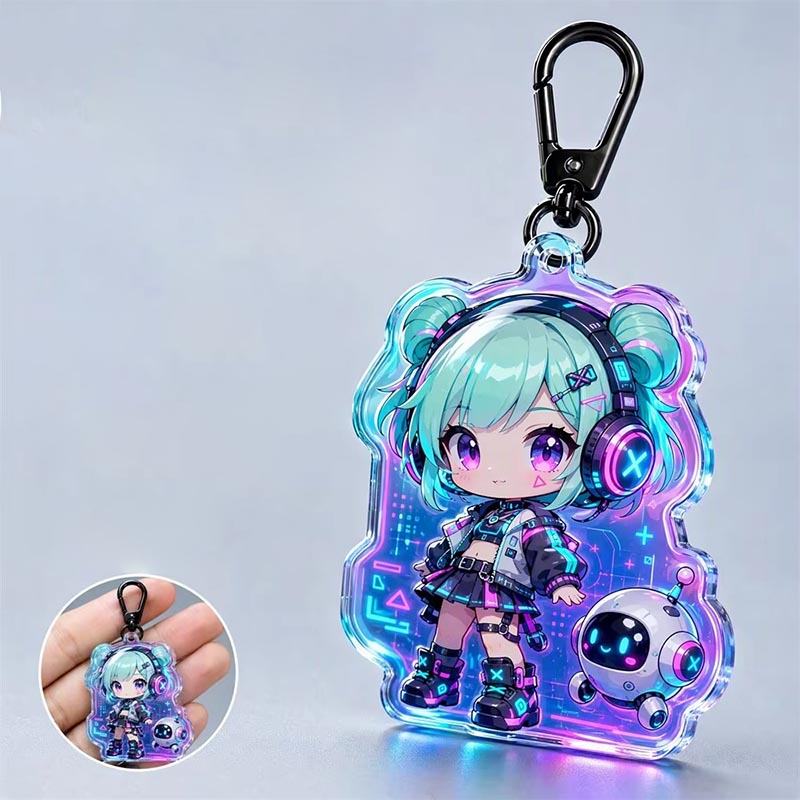 Individueller Tier-Schlüsselanhänger aus Acryl mit UV-Druck und Epoxid-Charm-Anhänger