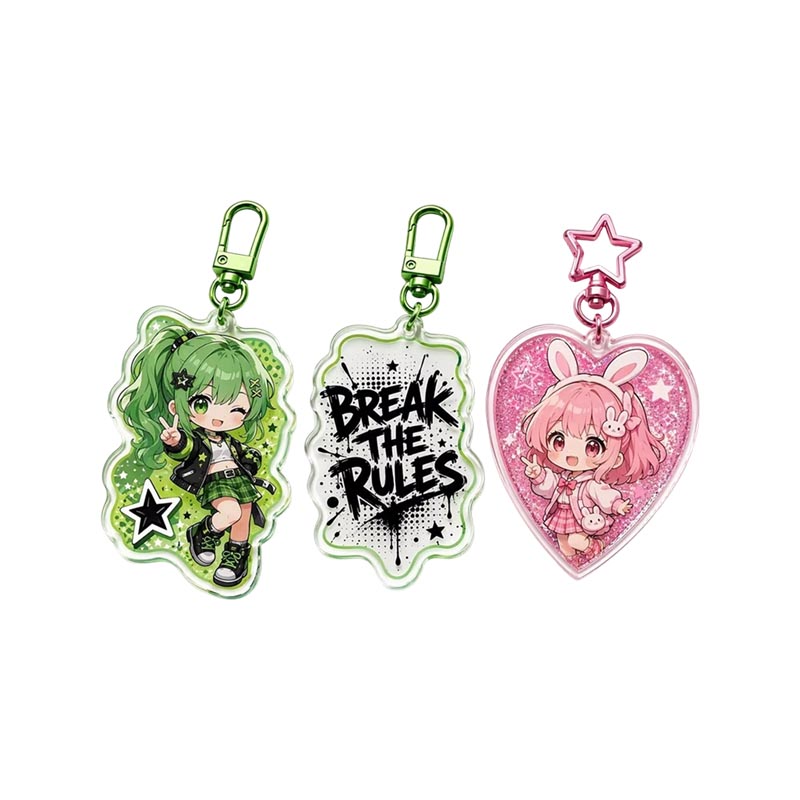 Benutzerdefinierter Regenbogen Hologramm Acryl Schlüsselanhänger Anime Anhänger Charm